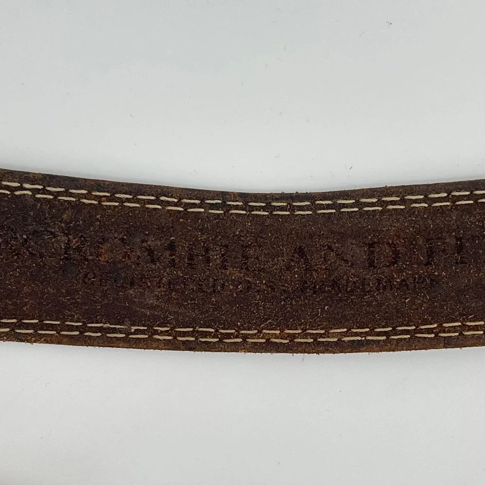 Vintage Abercrombie & Fitch Leather Belt Made in USA Brown Brass Buckle 43.5in